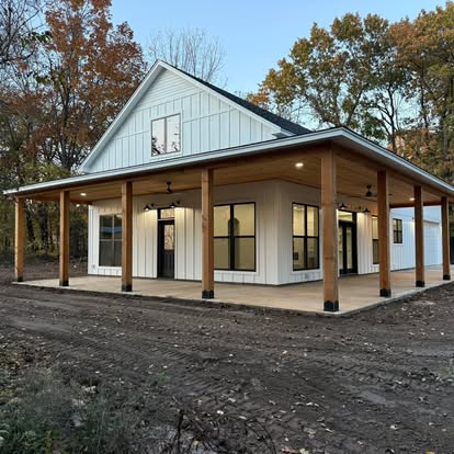 Modern farmhouse with wraparound porch